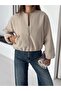 Lined Inside, Elastic Waist, Crop Bomber Cashmere Jacket - 3
