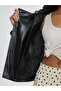 Xside Black Stand Collar Women's Leather Look Jacket - 3