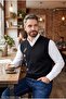 Men's Black Anti-Pilling Standard Fit Regular Cut V-Neck Knitwear Sweater - 7