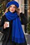 Women's 2-Piece Set Blue Scarf and Painter's Beret Set, Winter Gift, Valentine's Day Gift - 2