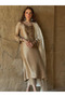 Golden Silk Embroidered Three-Piece Suit Set - HRT2701-Golden-Size:L-40-Inches - 5