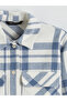 Lcw Modest Blue Plaid Oversized Women's Melton Shirt Jacket - 6
