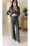Numos Gray Zippered Cardigan Pants Set - 3