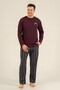 Men's plum 100% cotton pajama set, crew neck, pocket detail - 6