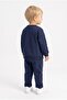 Baby Boy Super Teddy Bear Two-Thread Tracksuit Set Navy Blue - 3