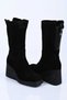 Laceless Zippered Genuine Leather Wedge Heel Boots 347-2501 Women's Boots - 7