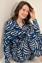 Women's sax long sleeve pajama set, buttoned collar, pocket detailed 50% cotton 50% modal fabric, - 2