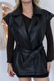 Women's Belted Double-Breasted Leather Vest