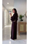 Numos Burgundy Zippered Cardigan Pants Set - 4