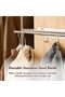® 12 Inch Pull-Out Closet Rod, Black Sliding Clothes Rail with 4 Hooks, Adjustable Silver War - 5