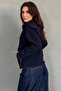 Navy Blue Zippered Hooded Fleece Women's Jacket Mg2569 - 4