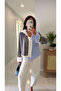 Pallis Blue Gray Striped Knitwear Shirt with Piece Detail