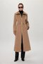 Plush Coat with Zipper and Belt Detail Latte Coat 14000 - 2