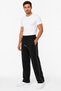 Men's Baggy Black Sweatpants Winter Style with Side Piping and Zipper Pockets - 2