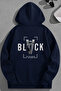 Unisex 3 Thread Cotton Navy Blue Sirtblack Print Loose Fit Sweatshirt Hoodie