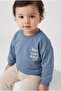 Baby Boy Happy Little Two-Thread Tracksuit Set Blue - 3