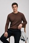 Men's Casual Winter Dark Brown Crew Neck Basic Sweater - 3
