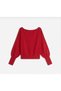 Women's Asymmetrical Boat Neck Trendy Rib Cut Popular Red Knitwear Sweater