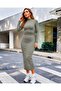 Women's long sleeve turtleneck ruched waist maxi modal dress - 2