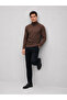 Men's Premium Winter Dark Brown Full-Collar Knit Sweater - 5