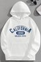 Unisex 3 Thread Cotton White Calif1990 Print Loose Fit Sweatshirt Hoodie