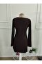 Women's long sleeve crew neck short modal dress - 6