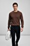 Men's Casual Winter Dark Brown Crew Neck Basic Sweater