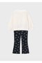Girl's Crew Neck Sweatshirt and Trousers Set 4738 Black - 2