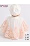 Feathered Tulle Embroidered Cape Suit with Pink Bow - 2