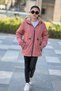 Girl's Colorful Hooded Pocketed Drawstring Waist Bondik Fabric Winter Coat Km4020 - 3