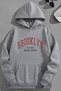 Unisex 3 Thread Cotton Gray Brooklyn1898Ny Print Loose Fit Sweatshirt Hoodie