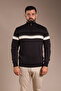 Men's Black Zippered Patterned Knitwear - 4