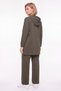 Women's Khaki Seasonal Front Zipper Hooded Sweatshirt Set with Stone Detail and Accessories - 5