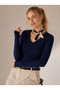 Long Sleeve Lined Finger-Looped 100% Organic Cotton V-Neck Ovv-3 - 2