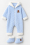 Baby Hooded Zippered Plush Jumpsuit and Pants 2-Piece Winter Set - 3