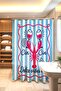 Blue Striped Pink Crab Patterned Bathroom Curtain, Shower Curtain, Bathtub Curtain 175X200Cm - 3