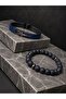 Men's Beaded Leather Bracelet Set Natural Stone Look Stylish Modern Design Daily Use Accessory - 2