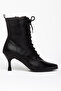 Almada Black Leather Pointed Toe Women's Heeled Boots
