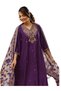 Purple Silk Embroidered Kurta with Trousers with Dupatta - ALV2097 - Purple-Size:2XL-44-Inches - 3