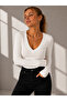 Long Sleeve Lined Finger-Looped 100% Organic Cotton V-Neck Ovv-3 - 2