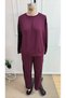 Women's long sleeve crew neck viscose two-piece set with mesh tulle detail: blouse and pants - 5