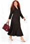 Plus Size Polo Neck Jacquard Patterned Long Sleeve Relaxed Fit Women's Midi Dress