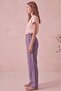 Lilac Gathered Elastic Waist Linen Look Palazzo Trousers - 3