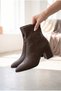 Women's Thick Block Heeled Sock Boots Internal Zipper Pointed Toe Comfortable Casual Stylish Ankle Length Heeled Boots - 2