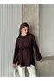 Crew Neck Side Slit Lace-Up Tunic Brown - 2