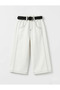 Belted Contrast Stitched Wide Leg Girls' Jeans