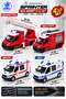 Die Cast Mercedes-Benz Sprinter Emergency Service Vehicles Set of 4 12cm – Fire Police Ambulance Metal Pull-Back Openable Door Model Car - 3
