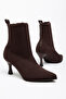 Labonji Brown Knitwear Pointed Toe Women's Heeled Boots - 4