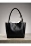 Women's Black Multi-Compartment Zippered Faux Leather Shoulder Bag with Scarf Gift Bag - 4