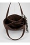 Women's Bitter Brown Multi-Compartment Zippered Suede Shoulder Bag with Scarf Gift Bag - 2